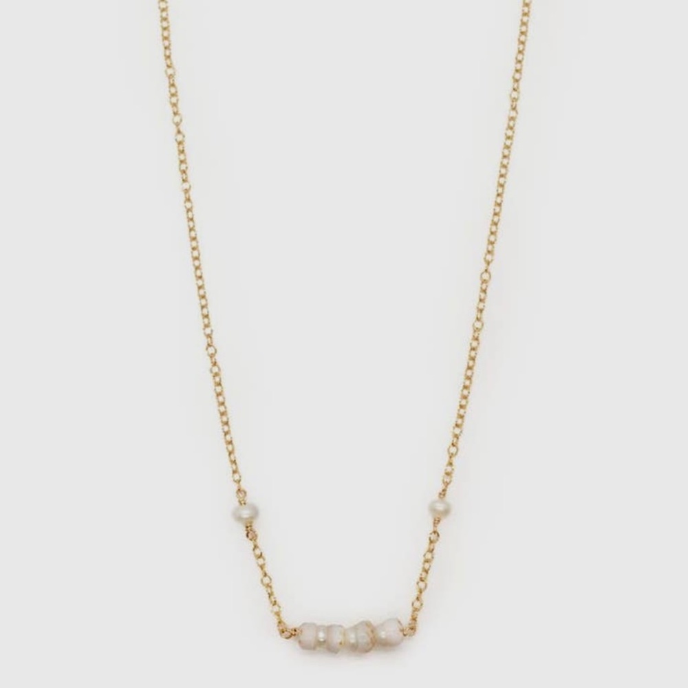 SOLD Made in Hawaii 14k MICHELLE DAINTY PUKA + PEARL NECKLACE - Picture 2 of 5